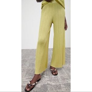 Zara Limited Metallic Thread Pistachio Pant
